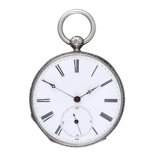 Silver Swiss cylinder with small compass Circa 1860