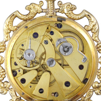 A Swiss cylinder in a decorative gold open face case Circa 1860