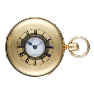 English minute repeating lever in gold half hunter case Circa 1861