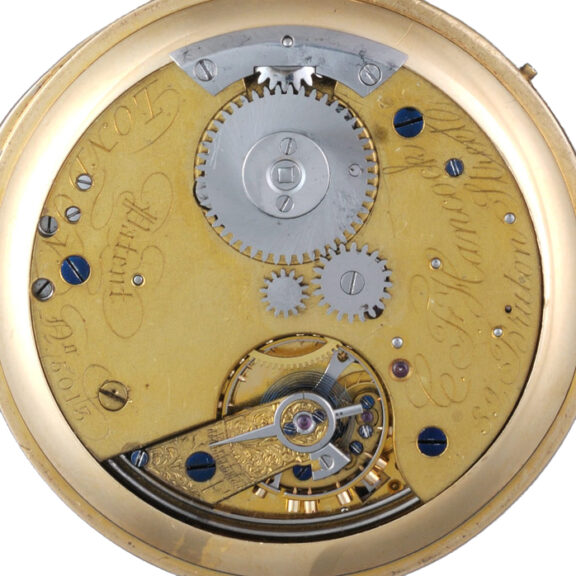 English minute repeating lever in gold half hunter case Circa 1861 English minute repeating lever in gold half hunter case Circa 1861