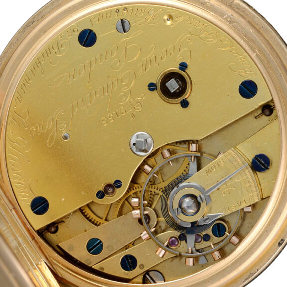 Gold fusee lever with power reserve indication Circa 1873 Gold fusee lever with power reserve indication Circa 1873