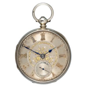 Silver English lever with silver and gold dial Circa 1874