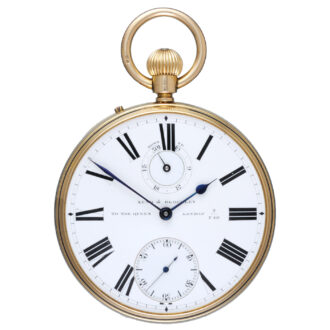 Gold keyless fusee lever with power reserve indication Circa 1875