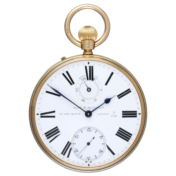 Gold keyless fusee lever with power reserve indication Circa 1875