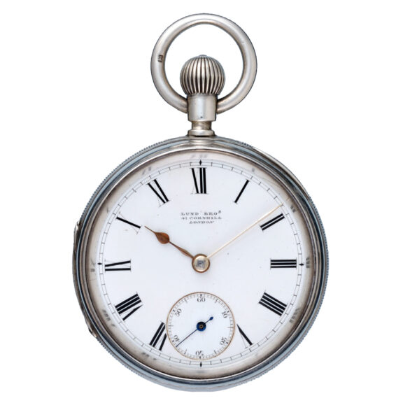 English fusee lever pocket watch with detachable key Circa 1877 English fusee lever pocket watch with detachable key Circa 1877