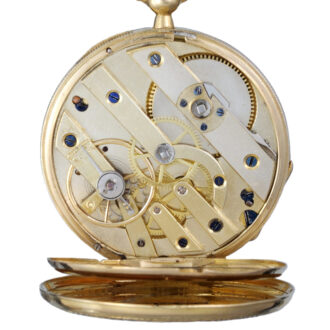 Swiss cylinder in a diamond set gold and enamel case Circa 1880 Swiss cylinder in a diamond set gold and enamel case Circa 1880