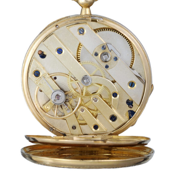 Swiss cylinder in a diamond set gold and enamel case Circa 1880 Swiss cylinder in a diamond set gold and enamel case Circa 1880