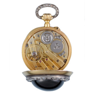 Swiss gold diamond and garnet set with chatelaine Circa 1880  
