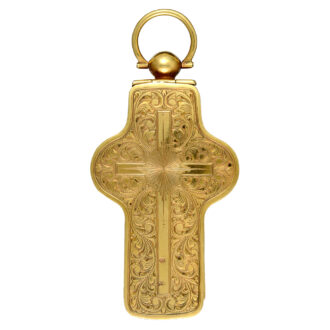 Swiss cylinder in gold crucifix case set with plique a jour Circa 1880