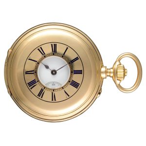 A Swiss lever pocket watch in a gold half hunter case Circa 1880
