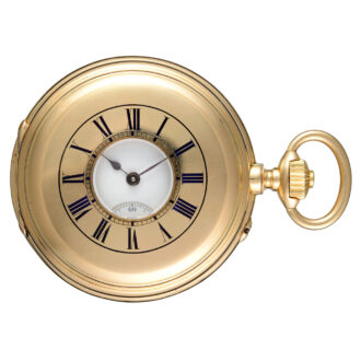 A Swiss lever pocket watch in a gold half hunter case Circa 1880