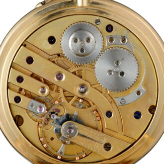 A Swiss lever pocket watch in a gold half hunter case Circa 1880
