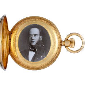 Gold Swiss lever by Patek Philippe with enamel portrait Circa 1883