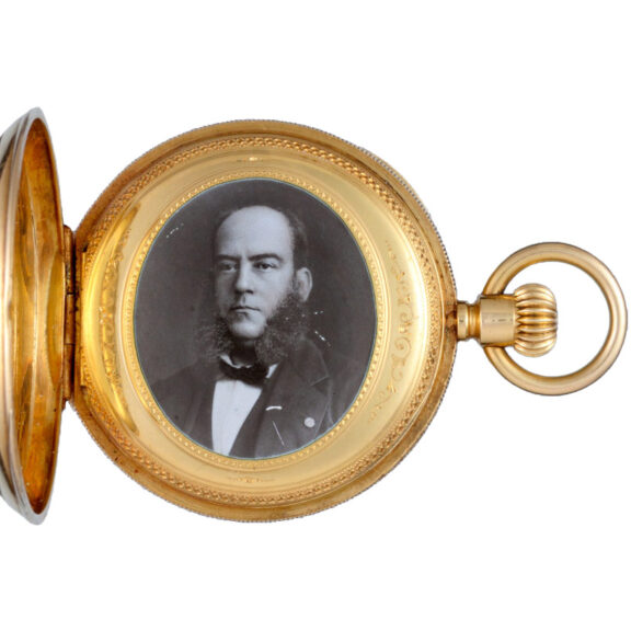 Gold Swiss lever by Patek Philippe with enamel portrait Circa 1883