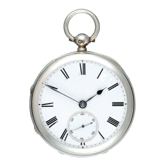 A small English duplex in a silver open face case Circa 1883