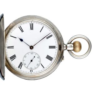 An English lever pocket watch in silver full hunter case Circa 1884