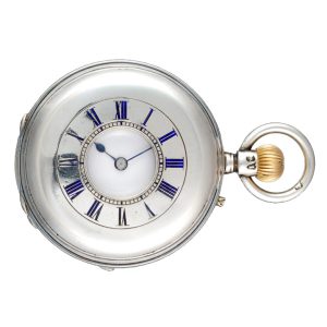 Swiss silver half-hunting cased lever pocket watch Circa 1884