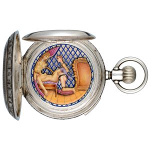 A silver quarter repeater with concealed erotic scene Circa 1885