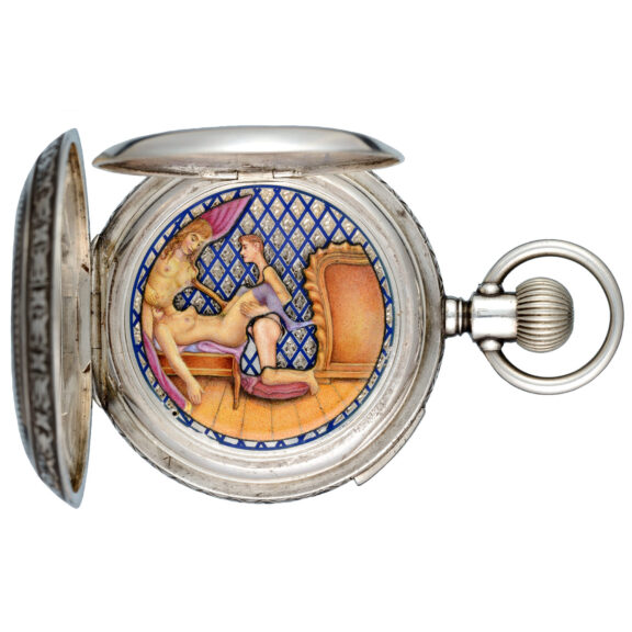 A silver quarter repeater with concealed erotic scene Circa 1885