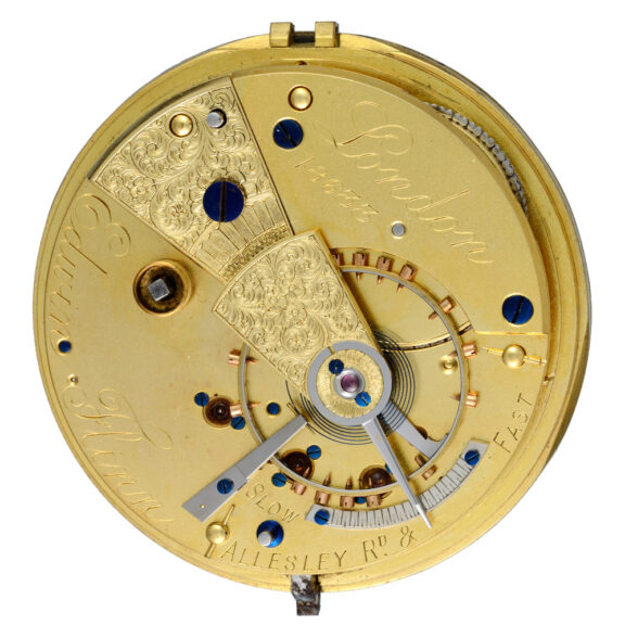 An English lever in engine turned gold open face case Circa 1887 An English lever in engine turned gold open face case Circa 1887