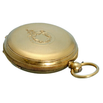 An English lever in engine turned gold open face case Circa 1887