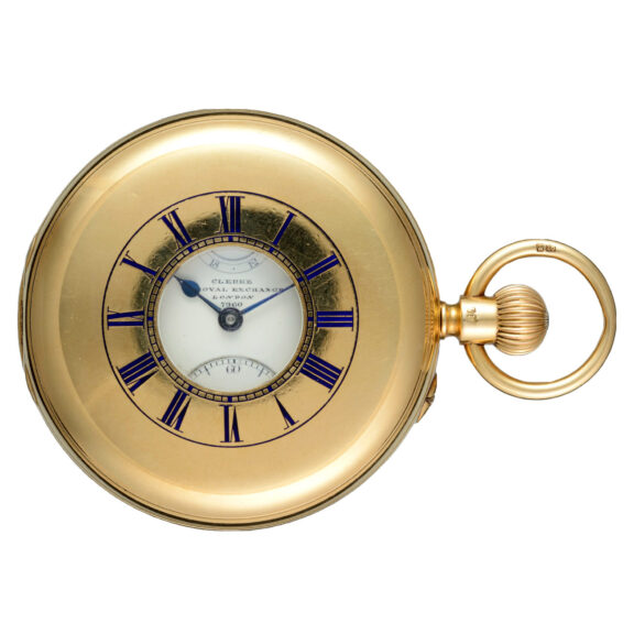 A gold English keyless fusee lever with power reserve Circa 1888