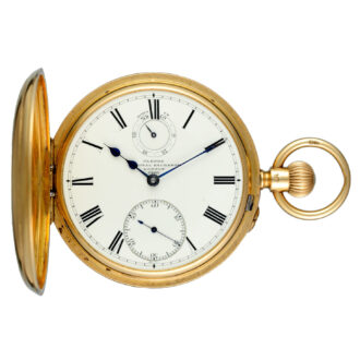 A gold English keyless fusee lever with power reserve Circa 1888