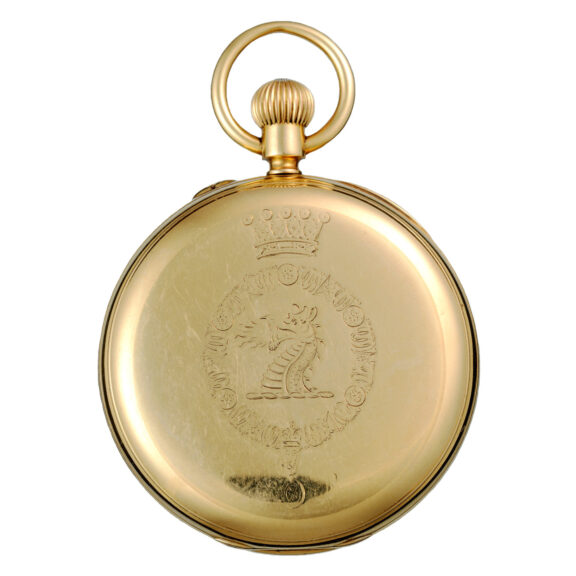 A gold English keyless fusee lever with power reserve Circa 1888 A gold English keyless fusee lever with power reserve Circa 1888