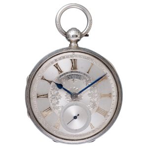 Large fusee lever with silver dial in silver open face case Circa 1889