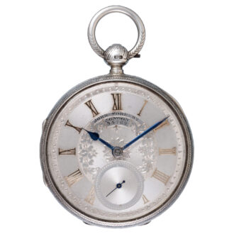 Large fusee lever with silver dial in silver open face case Circa 1889
