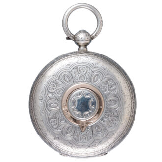 Large fusee lever with silver dial in silver open face case Circa 1889