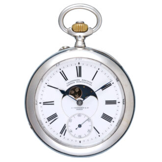 German lever with double sided calendar in silver case Circa 1890