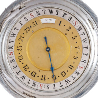 German lever with double sided calendar in silver case Circa 1890