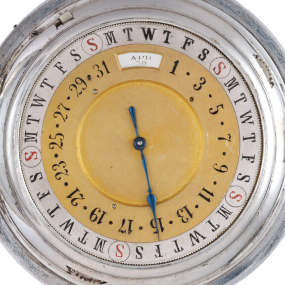German lever with double sided calendar in silver case Circa 1890 German lever with double sided calendar in silver case Circa 1890