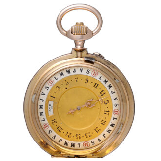 Swiss gold lever with double sided calendar Circa 1890 Swiss gold lever with double sided calendar Circa 1890