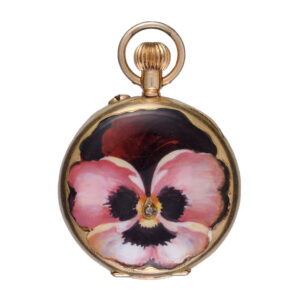 Swiss 14K gold and enamel cylinder pocket watch Circa 1890