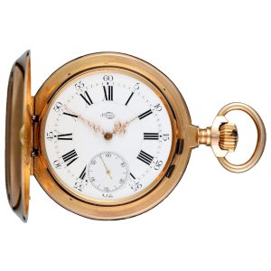 Gold chronometer in an engine turned full hunter case Circa 1890 