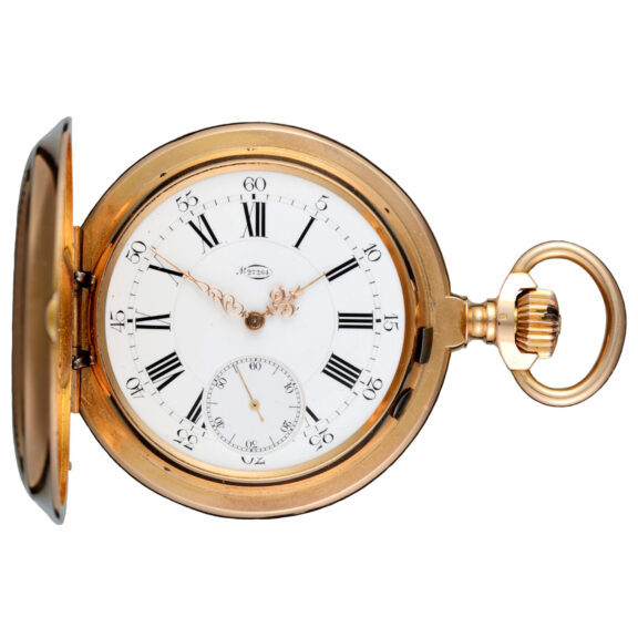 Gold chronometer in an engine turned full hunter case Circa 1890 