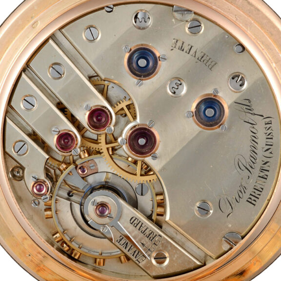 Gold chronometer in an engine turned full hunter case Circa 1890 Gold chronometer in an engine turned full hunter case Circa 1890