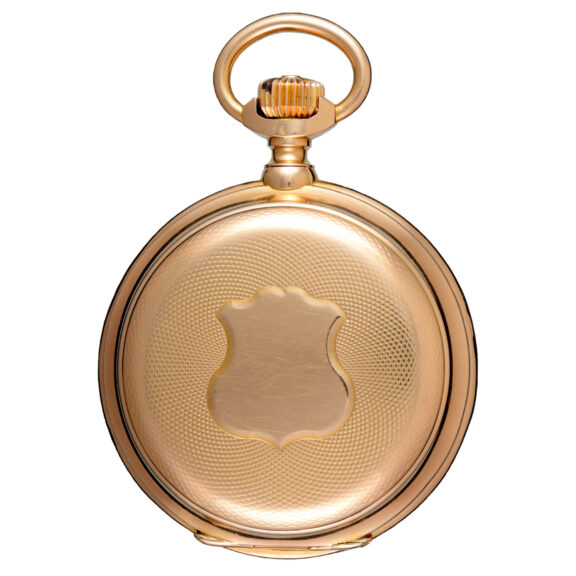 Gold chronometer in an engine turned full hunter case Circa 1890 Gold chronometer in an engine turned full hunter case Circa 1890