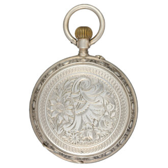 Swiss silver cylinder watch with unusual masked dial Circa 1890