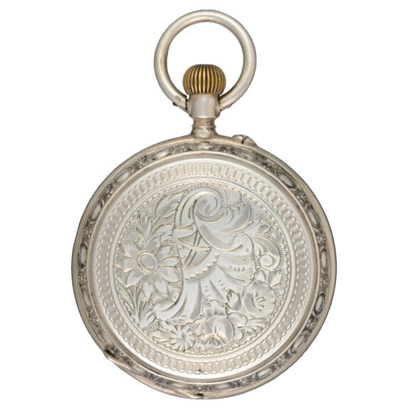Swiss silver cylinder watch with unusual masked dial Circa 1890 Swiss silver cylinder watch with unusual masked dial Circa 1890