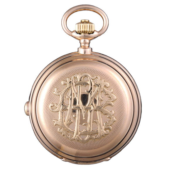 Grande sonnerie clockwatch in a gold full hunter case Circa 1890 Grande sonnerie clockwatch in a gold full hunter case Circa 1890