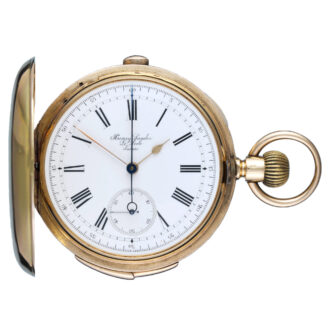 Quarter repeating chronograph in gold full hunter case Circa 1890