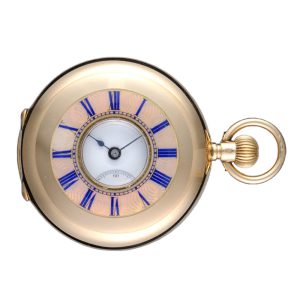 Swiss 18 Carat gold half hunting cased lever watch Circa 1890