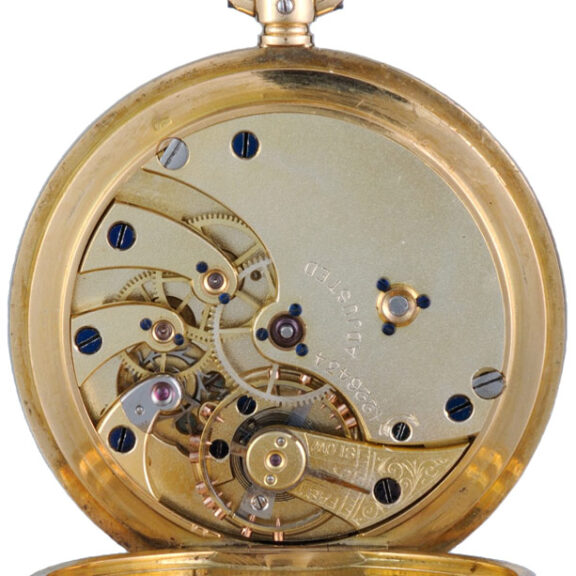 Swiss 18K gold half hunting cased lever watch Circa 1890 Swiss 18K gold half hunting cased lever watch Circa 1890