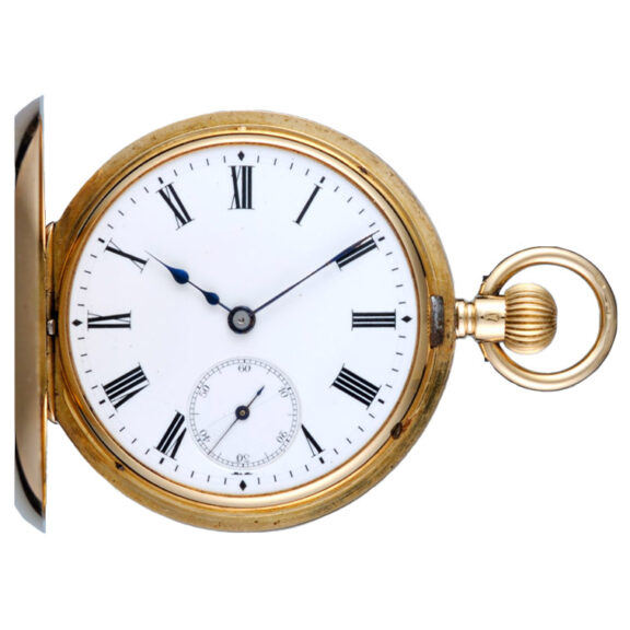 Swiss 18K gold half hunting cased lever watch Circa 1890 Swiss 18K gold half hunting cased lever watch Circa 1890