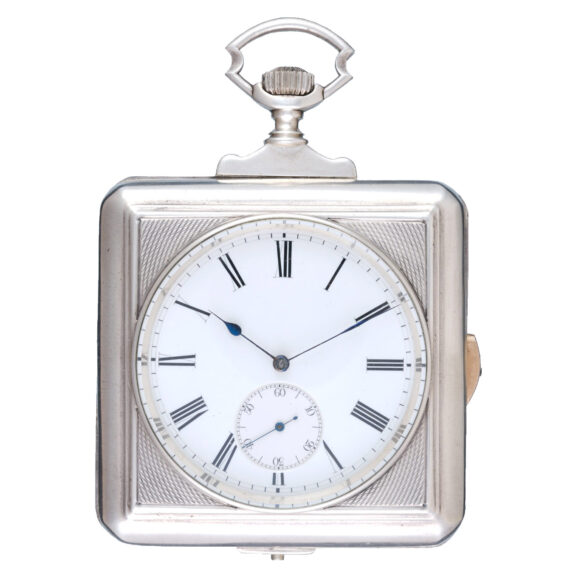 Square Swiss silver minute repeating lever watch Circa 1890