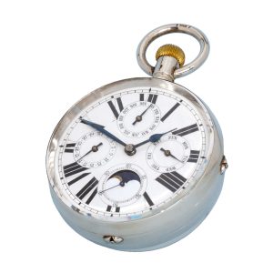 Swiss lever with moonphase calendar in glass ball clock Circa 1890