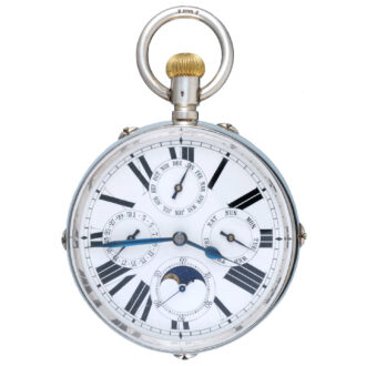 Swiss lever with moonphase calendar in glass ball clock Circa 1890